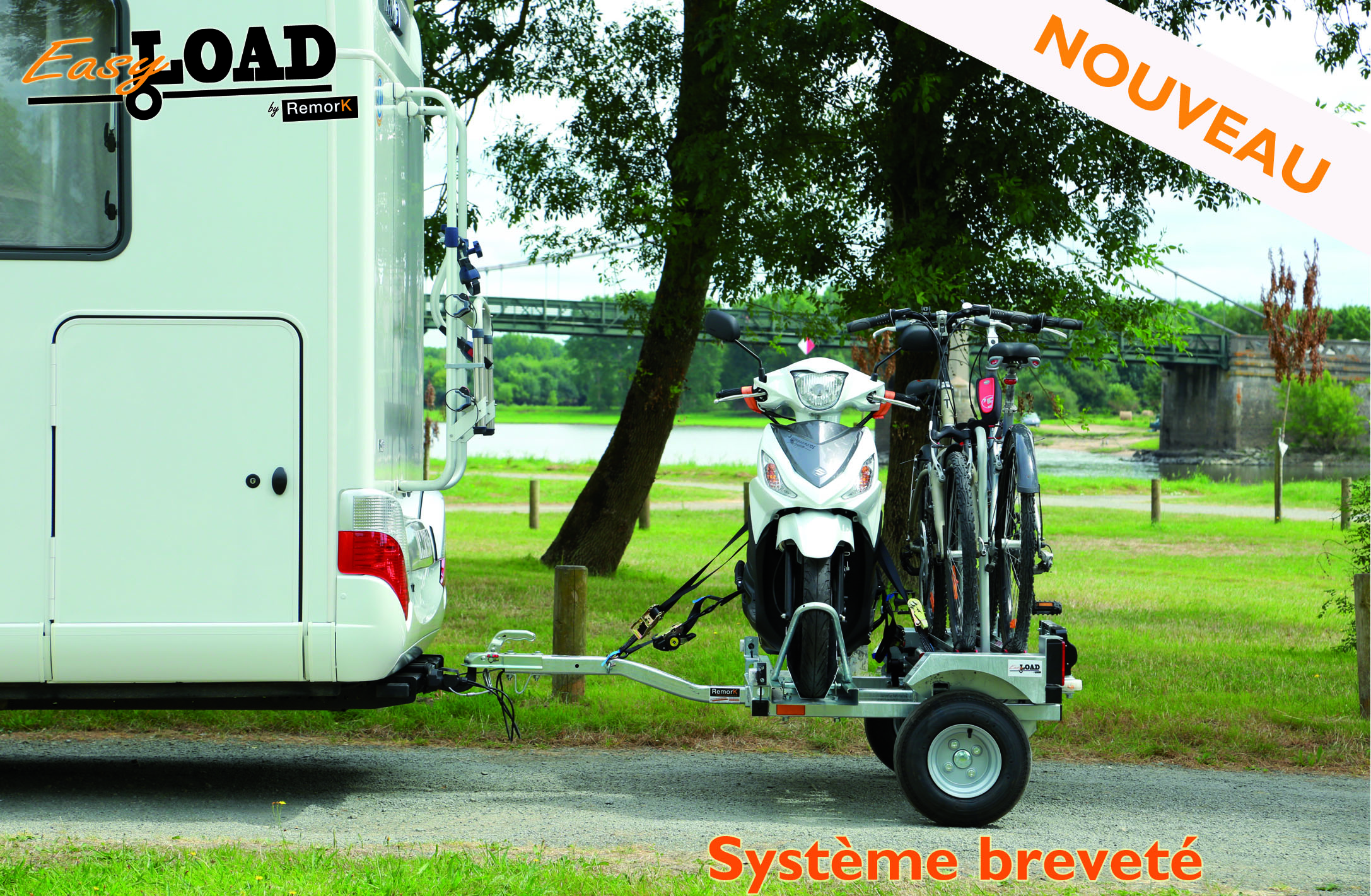 Remorque transversale scooter, Easy Load Standard (2 roues jusqu'à 250kg) -  BSM Remorques et locations